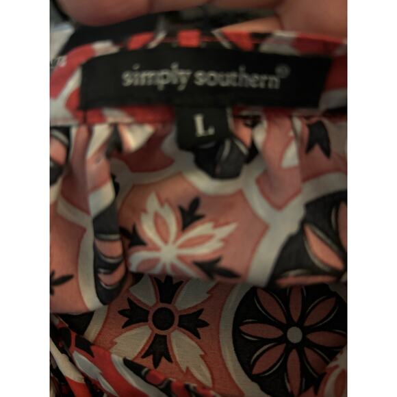 Simply Southern Boho Tassel-Neck Ruffle Sleeve Dress, Size Large - Picture 4 of 4